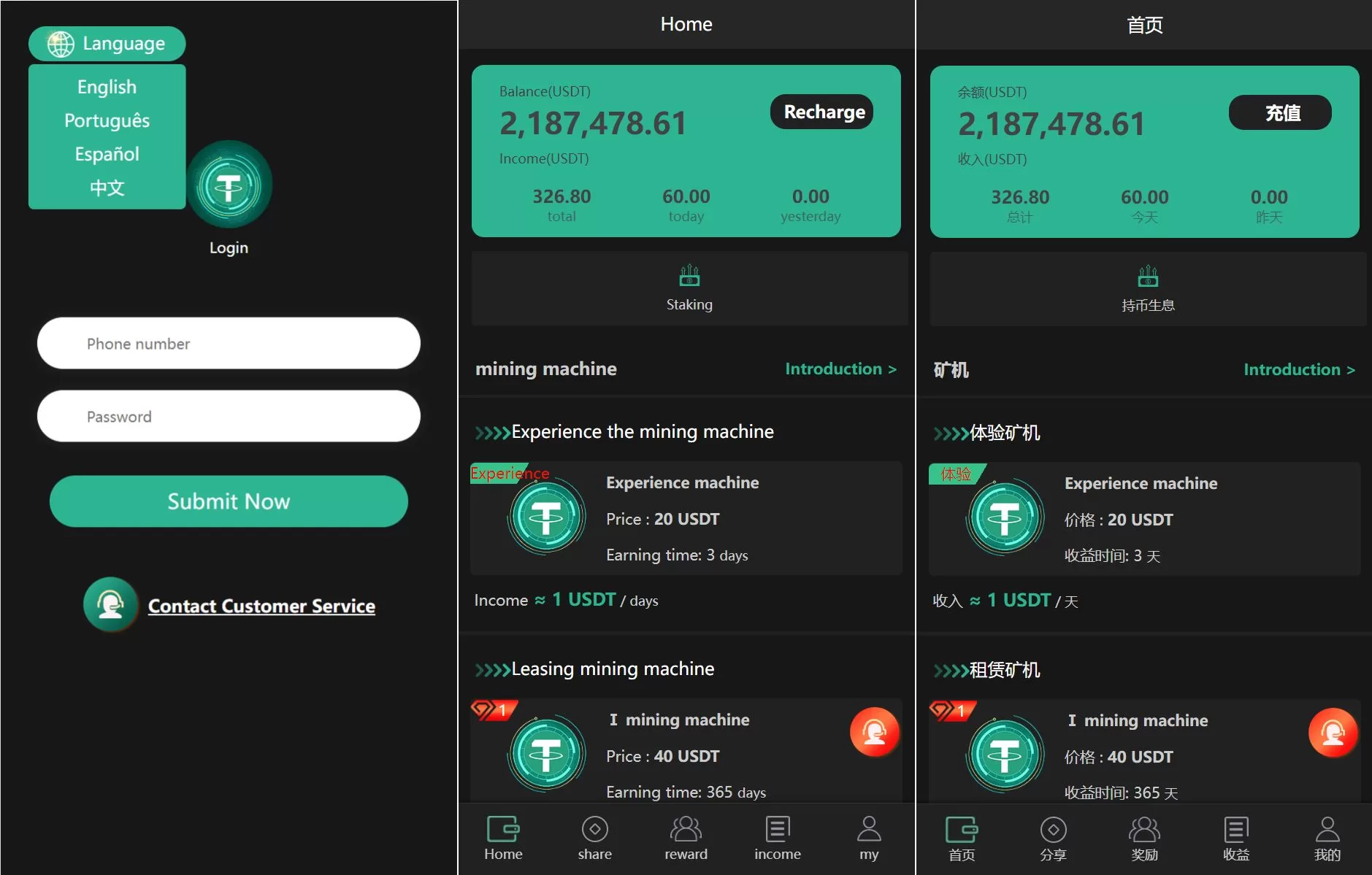 新版多语言USDT矿机质押系统源码——挖矿生息+拉新激励全新模式